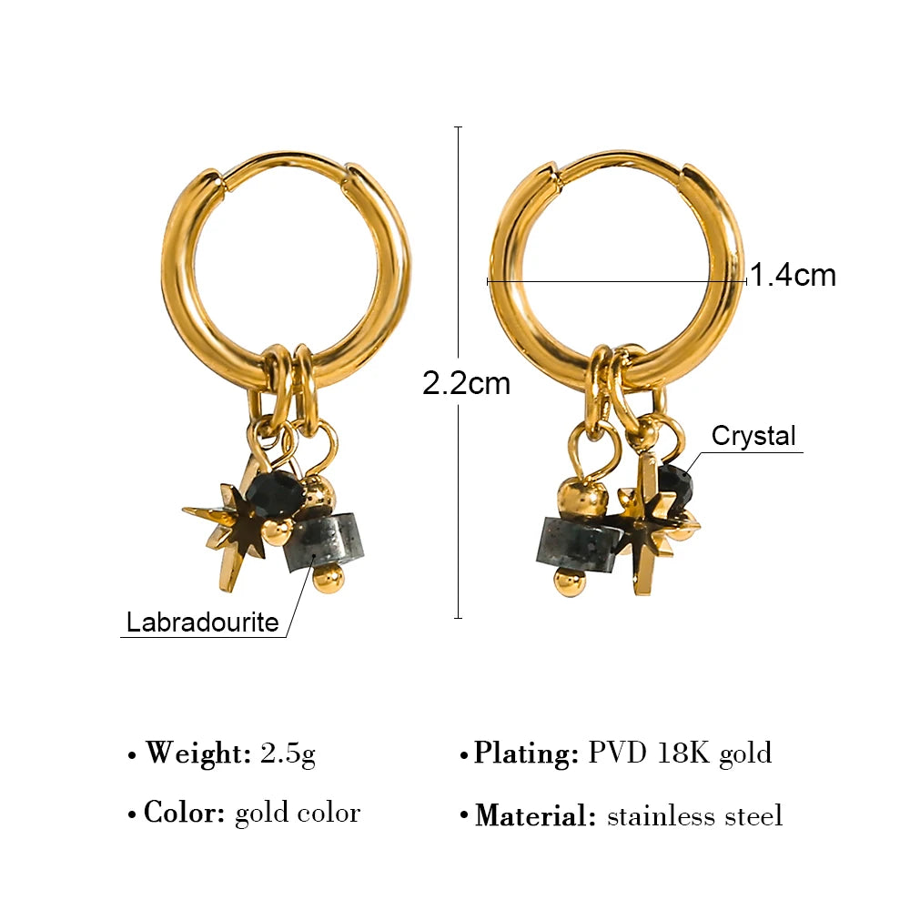 18K Gold Plated Hoop Earrings With Charms 18K Gold Plated Hoop Earrings With Charms